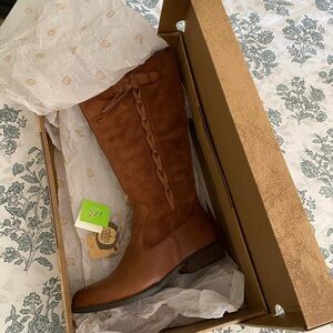 Born Cook Wide Calf Leather Boots Brown/Rust Women’s Size 9 Comfort Riding